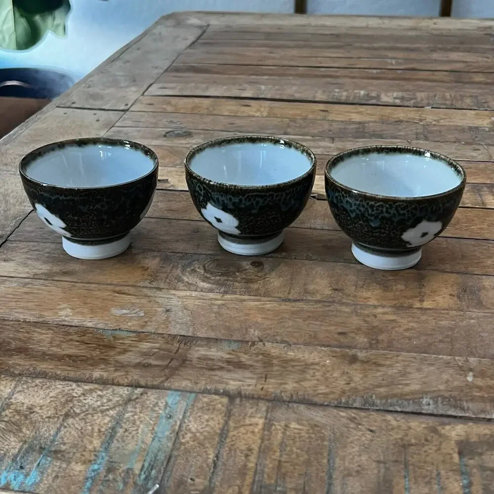 Handmade Ceramic Tea Cup Set Of 3 Japanese